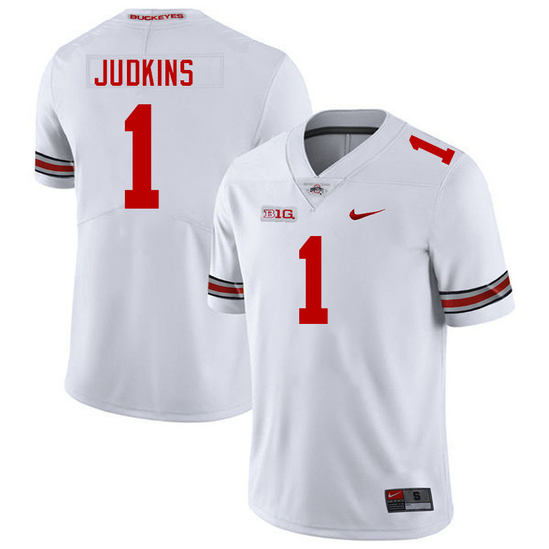 Ohio State Buckeyes Quinshon Judkins Men's's #1 Authentic White College Football Jersey 2404JHMJ4